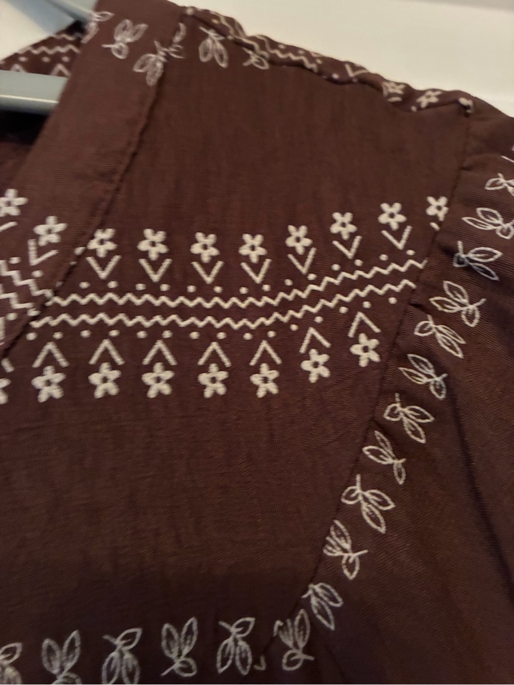 BloomChic Brown Button-Front Patterned Long-Sleeve Top - Picture 9 of 10